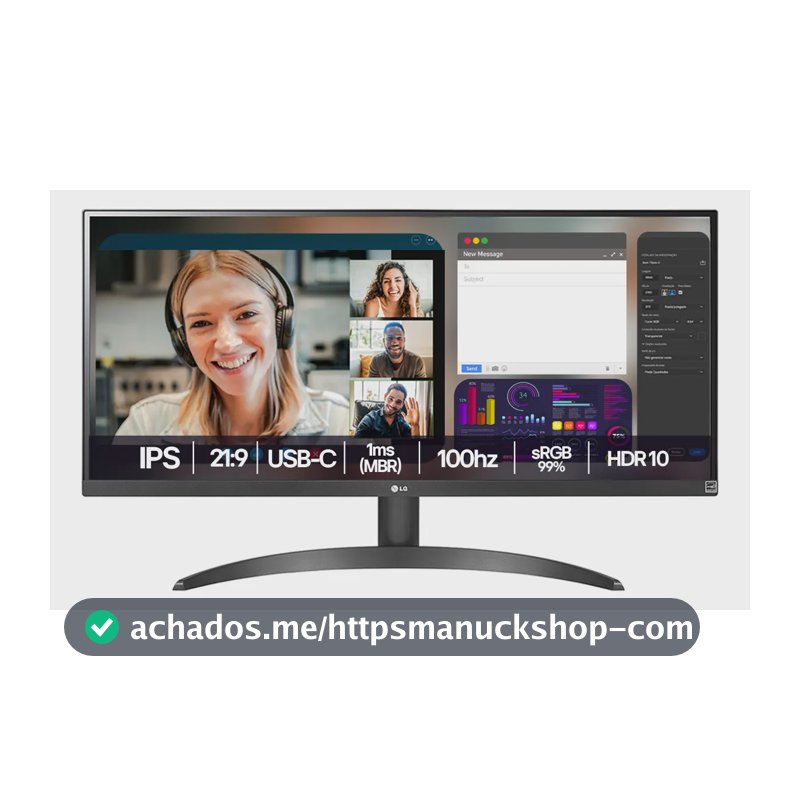 Monitor LG UltraWide - Tela IPS de 29", 21:9, HDR10, sRGB 99%, 100Hz, Preto- 29WQ500B