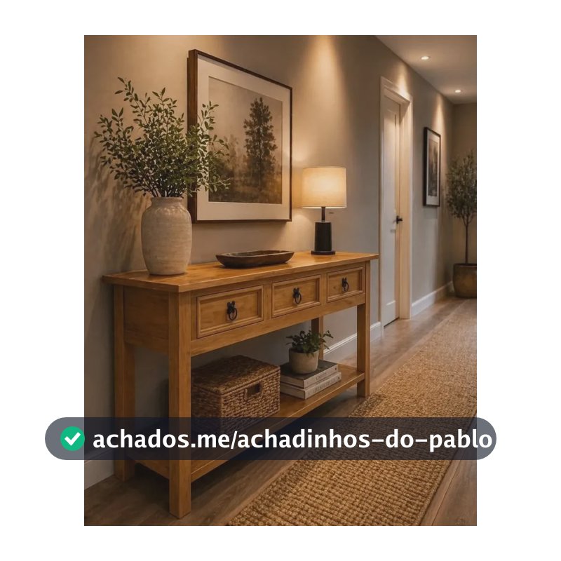 Aparador 03 Gavetas Verniz Amêndoa Verniz Amêndoa