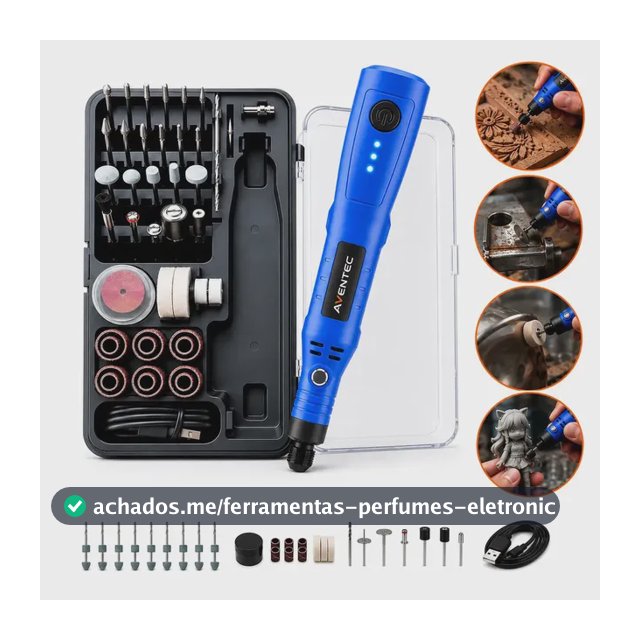 Mini Retífica Portátil Kit Profissional 76 em 1 Potente Sem fio Recarregável