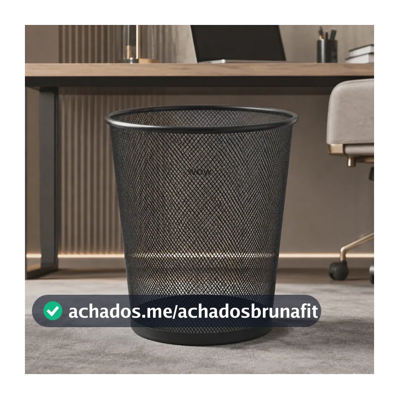 Lixeira Cesto Aramado Metal Escritório 12 Litros Cor Preto Wow world of wonders