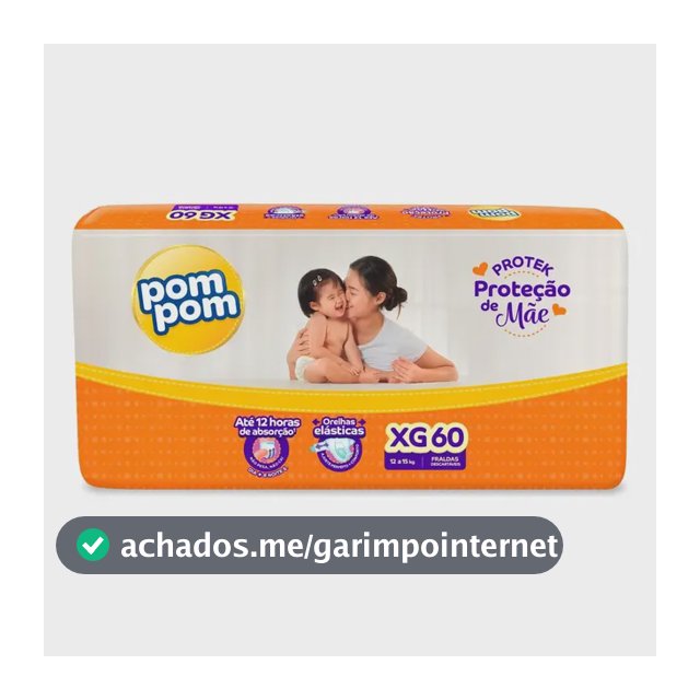 Fralda Pom Pom Protek Xg Proteção De Mãe Com 60 Unidades