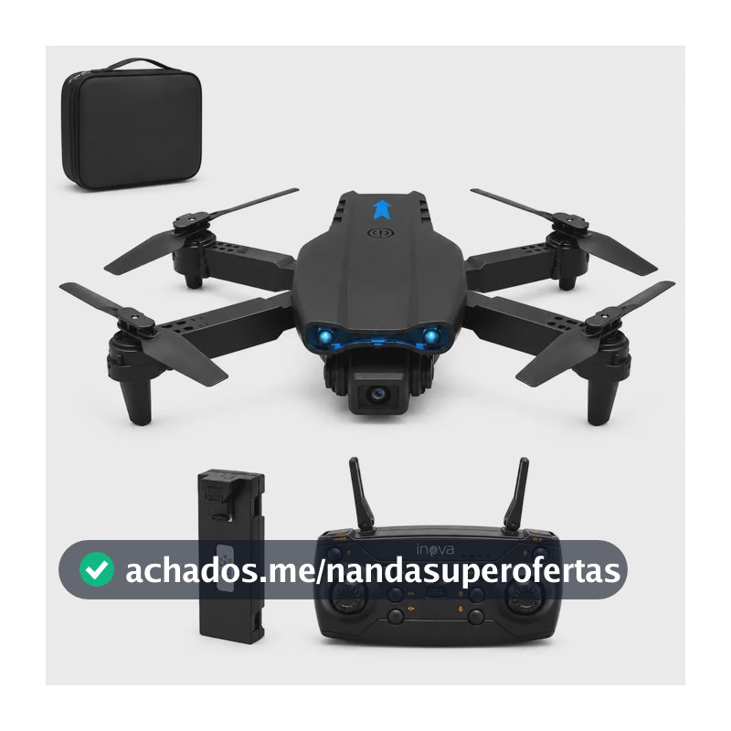 Drone E99 Câmera Dual 4k Sensor Obstaculos Manobras Com Controle Remoto Fpv Estabilidade Estavel 1 Bateria 10 minutos Preto