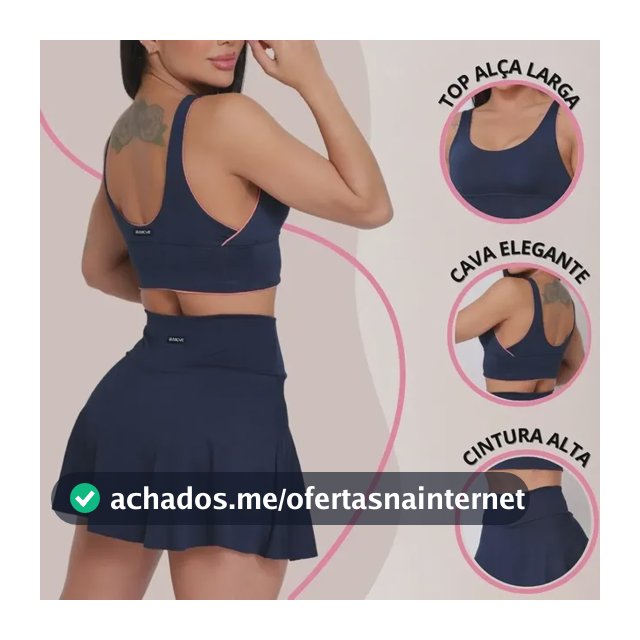 Conjunto Feminino Esportivo Short Saia  Top Alta Sustentação