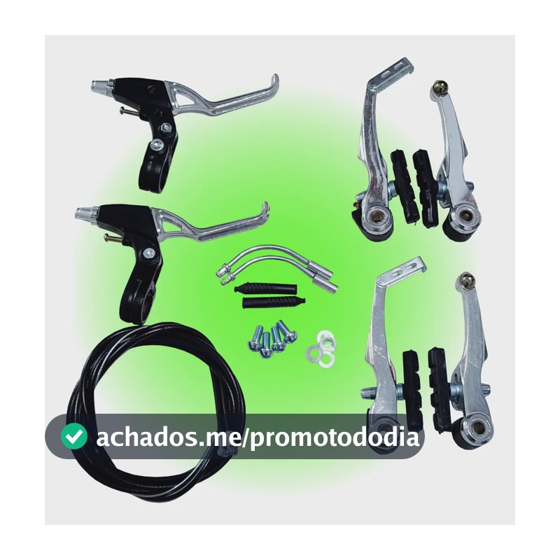 Kit Freio V-brake Bicicleta Par Manete Em Alumínio Polido Jogo Completo Com Cabos E Conduites Bike Ciclismo Mtb SIGN
