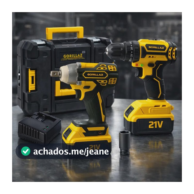 Kit Parafusadeira E Chave De Impacto C/ Maleta E 2 Baterias Preto E Amarelo 127/220v 60 Hz