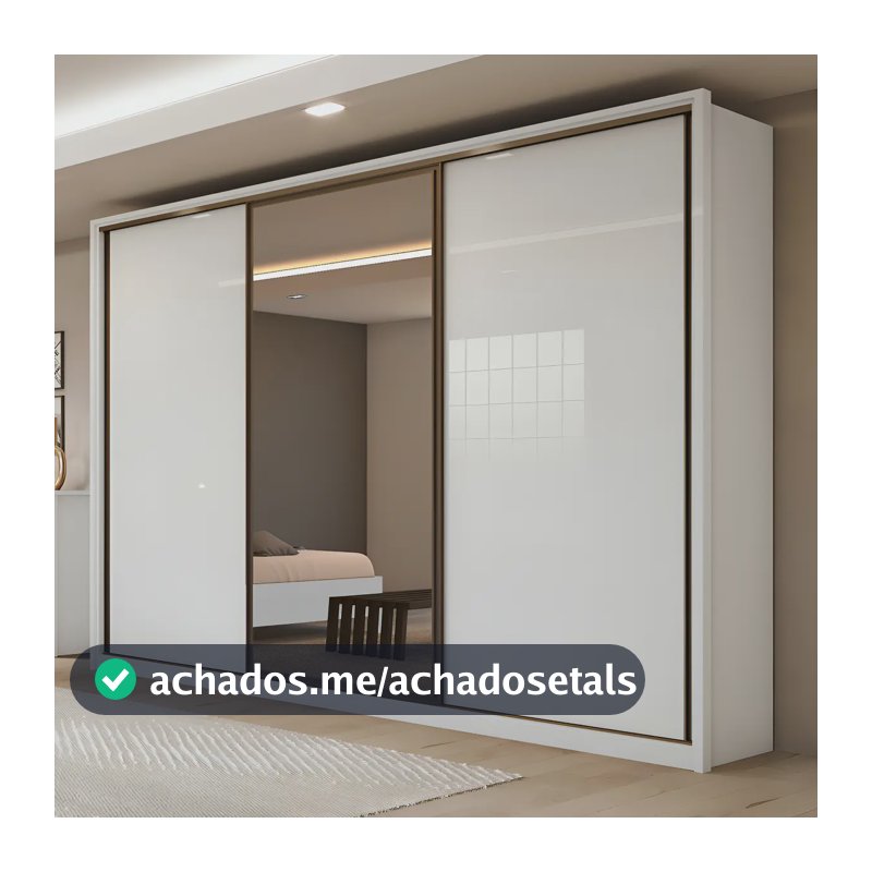 Guarda-roupa Casal Branco Espelho 3 Portas Correr Espresso Móveis