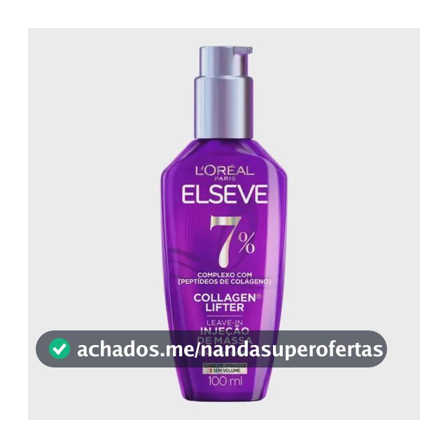 L'oréal Paris Elseve Collagen Lifter Leave-in Sérum Capilar Para Cabelos Finos Injeção de Massa com Peptídeos de Colágeno Aumenta o Volume em 61% e Encorpa os Fios por 72h 100ml