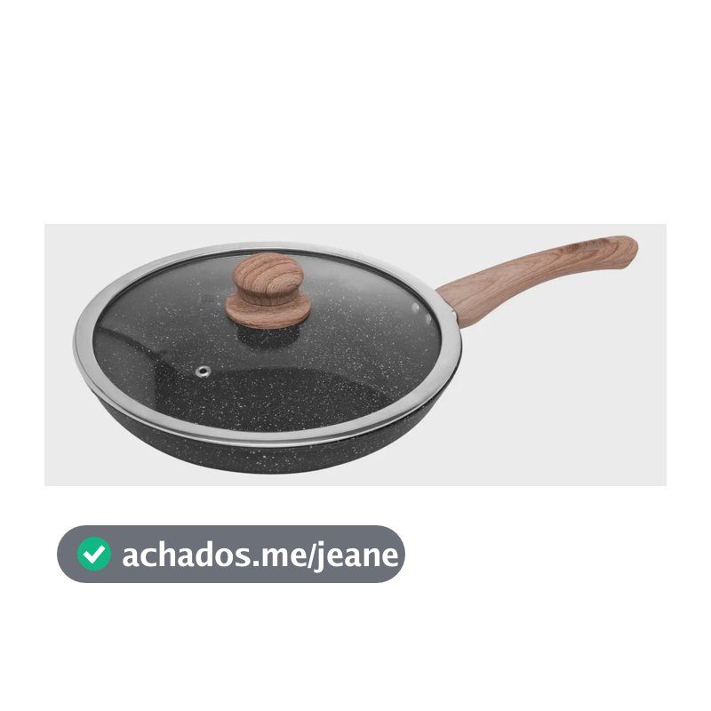 Frigideira Indução Tampa Vidro 24cm Granilite Preta Wolff