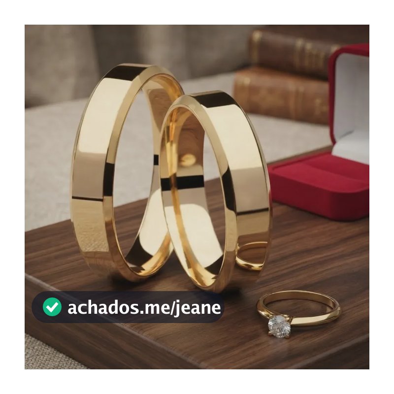Par Alianças Moedas Antiga Reta 2 Friso Fosca + Gravação Dourado