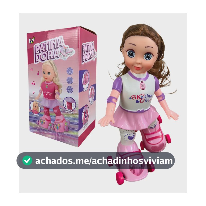Boneca Patinadora Canta Dança Infantil Com Luzes E Patins
