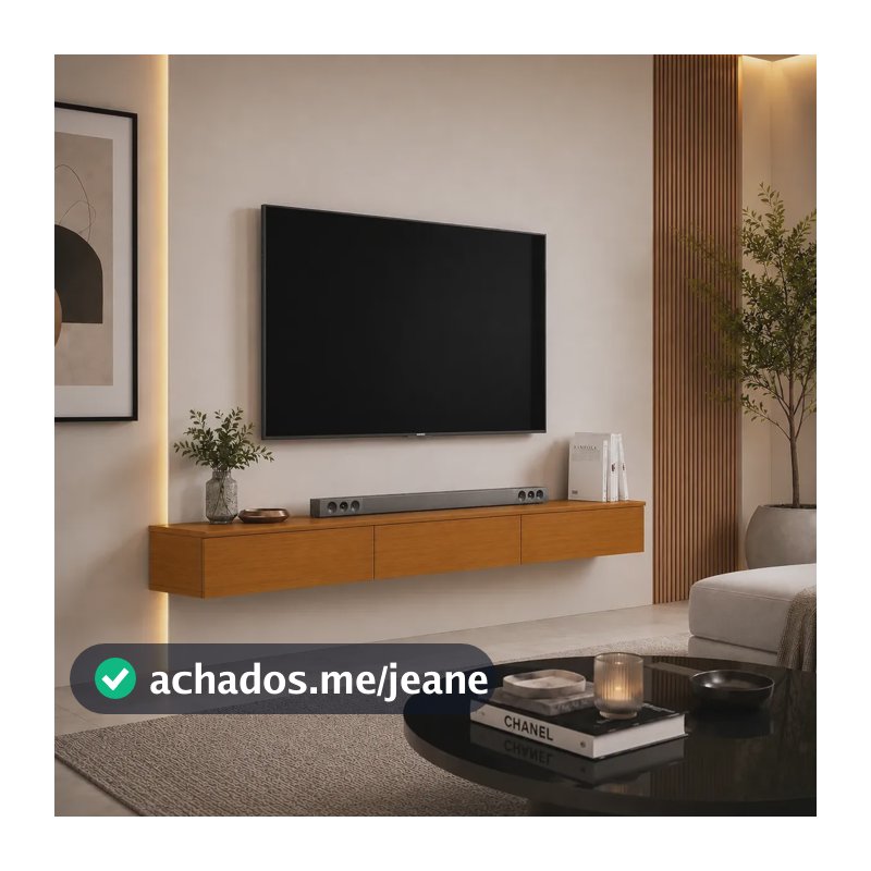 Rack Aparador Suspenso 3 Portas Aura Até 75'' 180cm Cedro 180cm