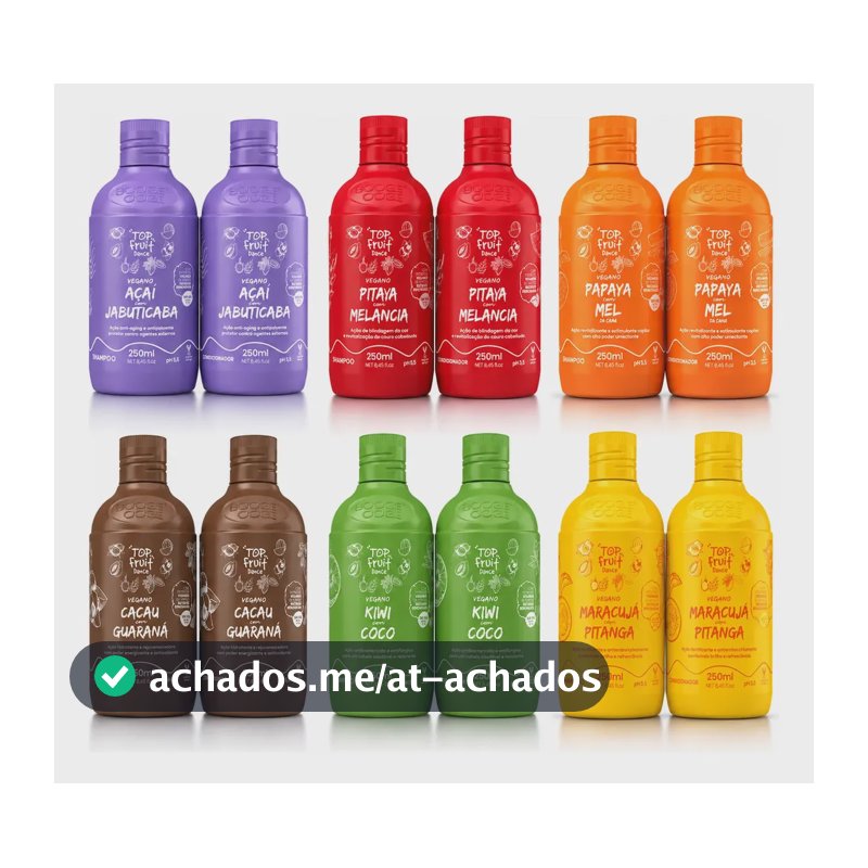 Shampoo Condicionador Top Fruit Dance Vegano Frutas Naturais Maracujá Com Pitanga