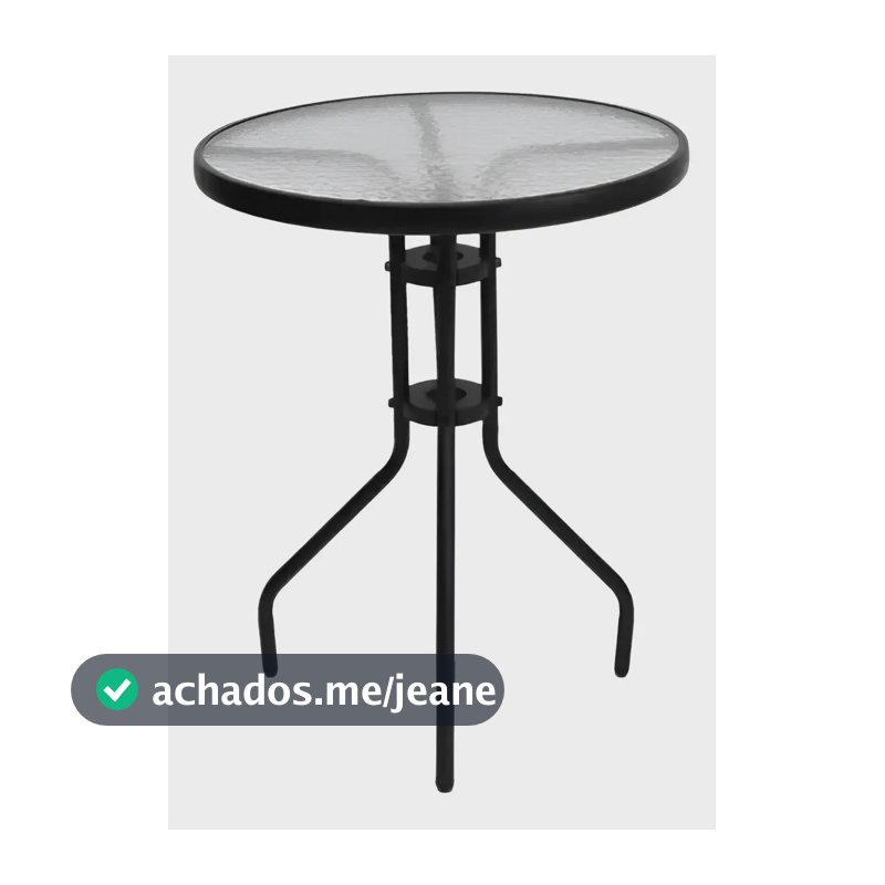 Mesa redonda Klimber de metal e vidro temperado, 60 cm para Jardim Preto