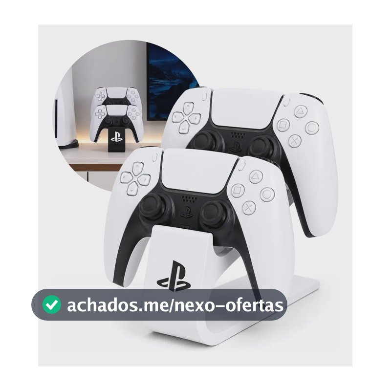 Suporte Duplo Para Controles De Ps5 Ps4 Porta Base Dualsense Branco
