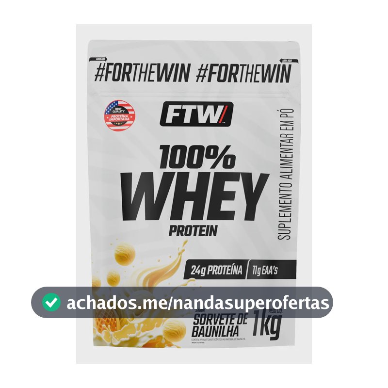 Whey Protein 100% Refil 1kg Sabor Sorvete De Baunilha - FTW