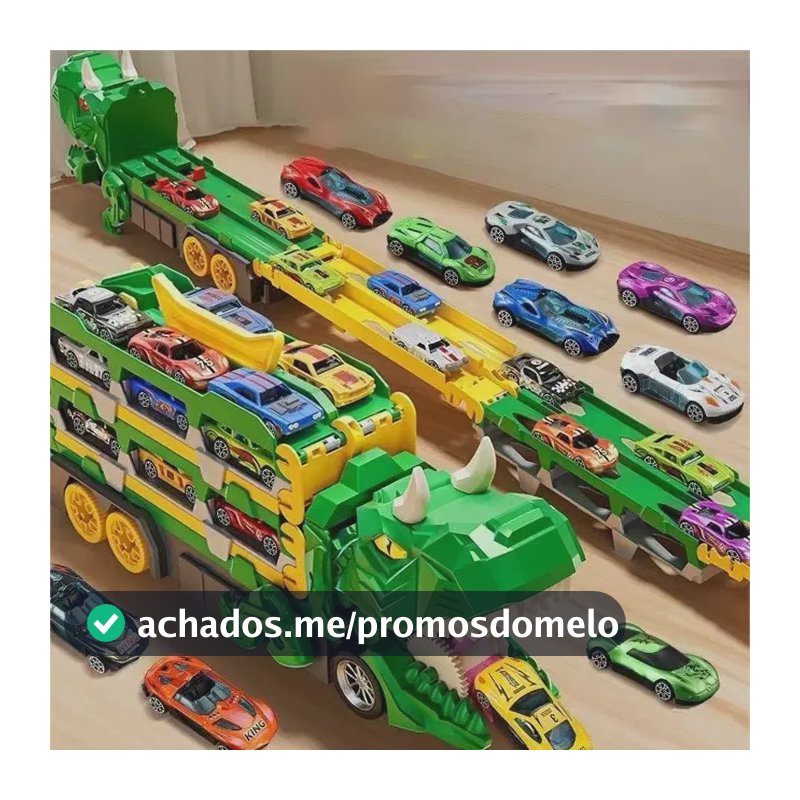 Pista Carrinho Dinossauro Caminhão Lançador 6 Carrinhos Cor Verde
