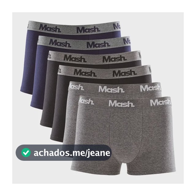 Kit 6 Cuecas Mash Box Boxer Cotton Algodão Original