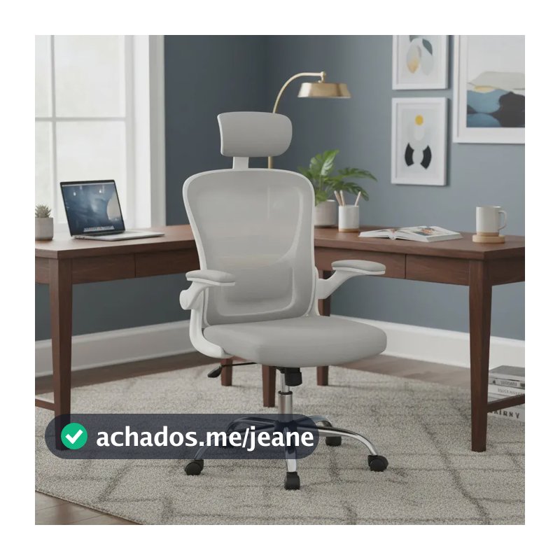 Cadeira De Escritório Ergonômica Giratória B100 Boston Cinza Laudo NR-17 Com Estofado Mesh Com Ajuste Lombar Luvinco
