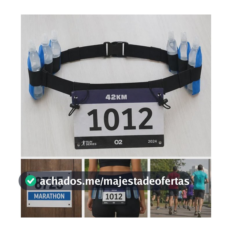 Cinto Porta Número Para Corrida Ciclismo Triathlon Gel Carbo Preto