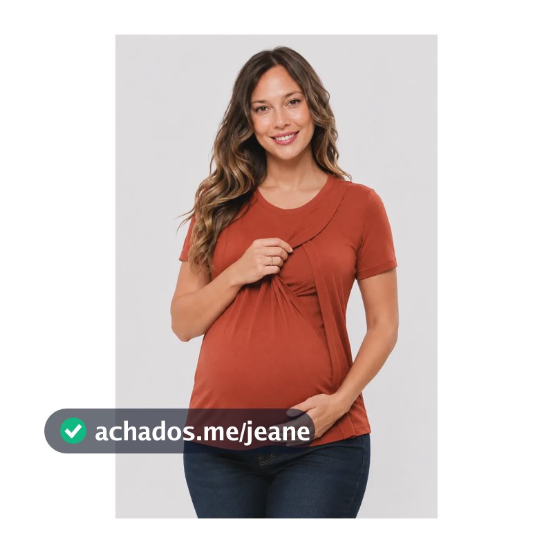 Blusa Gestante Com Abertura Para Amamentação Helena Terracota M Liso