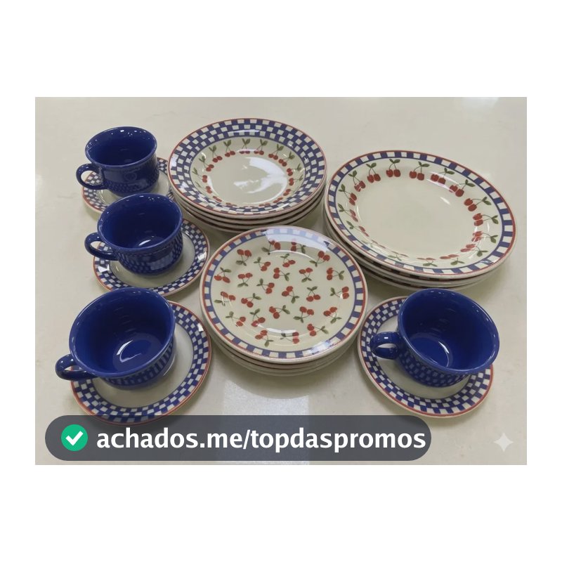 Aparelho de Jantar Cerâmica Biona Donna Jardim de Cerejas 20 Peças