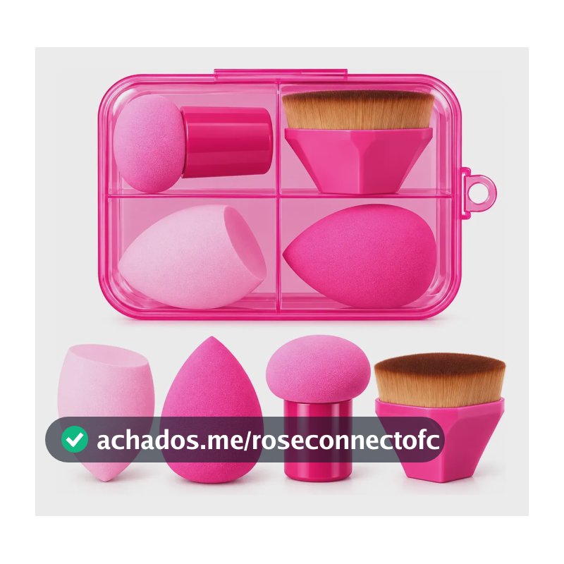 Kit Esponjas Maquiagem Com Pincel Kabuk Hexagonal Com Estojo Cores Sortidas Média