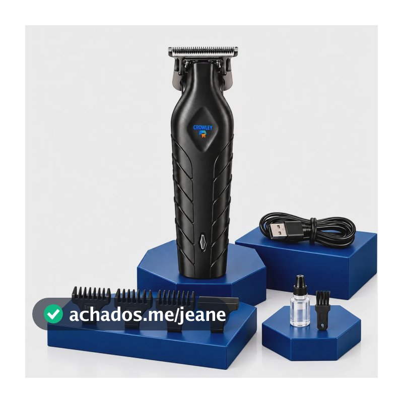 Maquina de Acabamento Cortar Aparador Cabelo Barba e Pelos Sem fio - Crowley