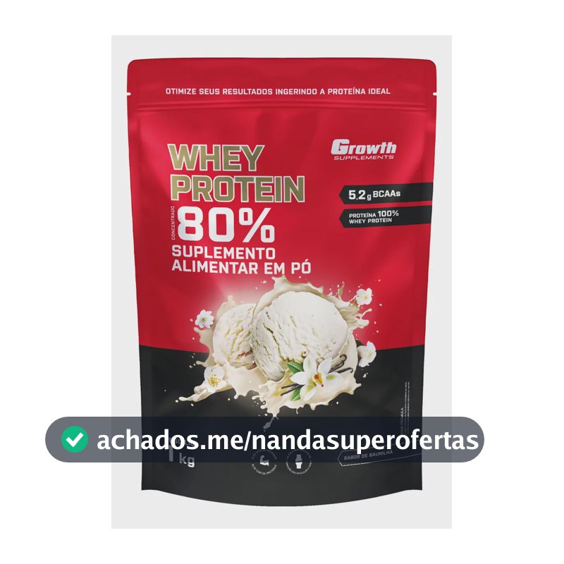 Whey Protein Growth Concentrado 1kg – Sabor Baunilha