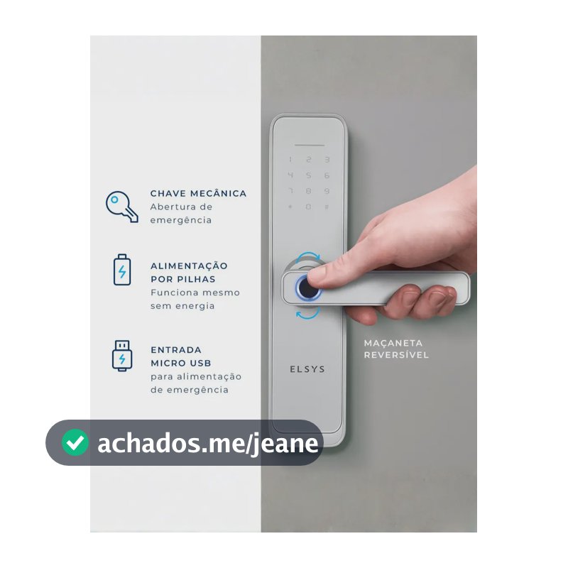 Fechadura Digital Elsys ESF-DE4000B Embutir Wi-Fi Biometria