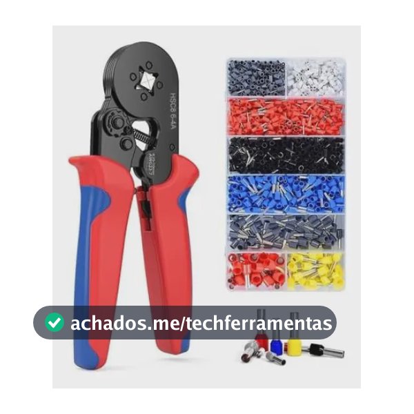 Kit Alicate Crimpar + Box C/ 1200terminais Ilhós 0,25 A 10mm