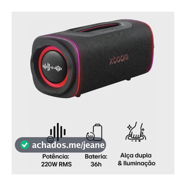 Caixa De Som Xboom Blast LG Portátil 220w Bateria De 36horas Preto 127/220v