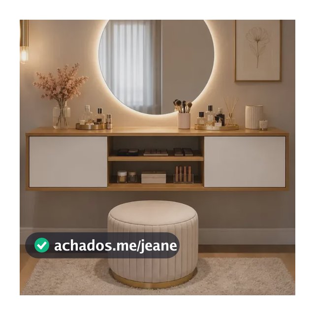 Penteadeira Suspensa Camarim Maquiagem Para Quarto 120cm Nature / Off White