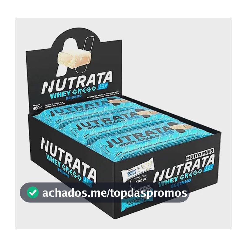 Barra de proteínas Nutrata WHEY Grego 40G sabor Beijinho x 480g 12 un