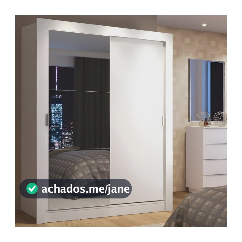 Guarda-roupa Solteiro Madesa Denver 2 Portas C Espelho B Cor Branco