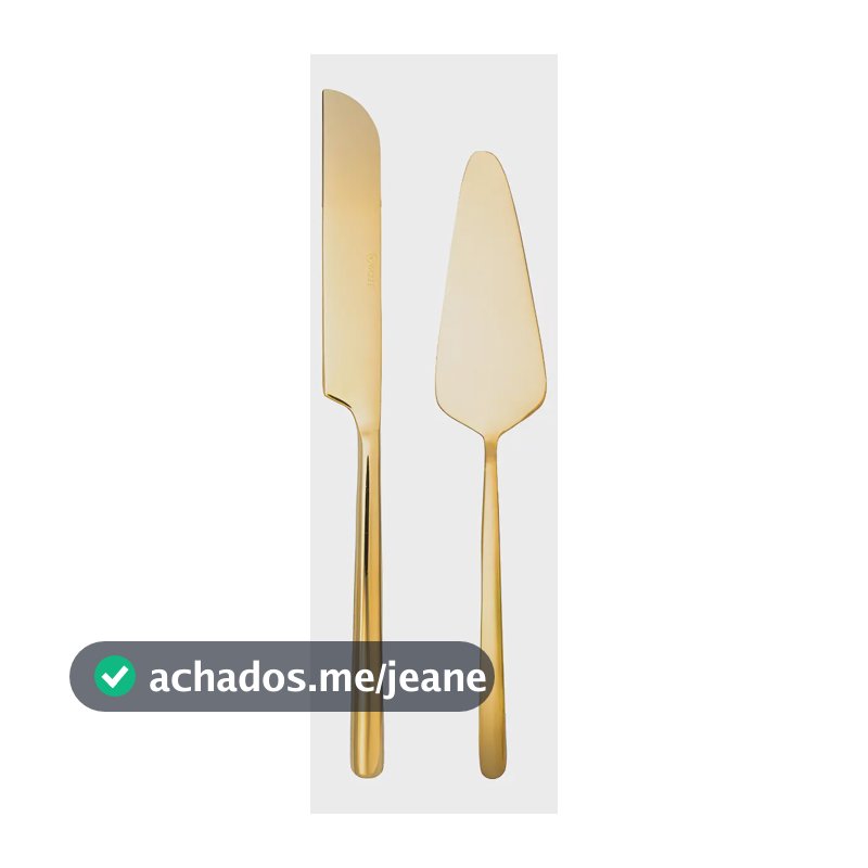Conjunto 2 Peças Para Bolo Viena Dourado Aço Inox - Wolff