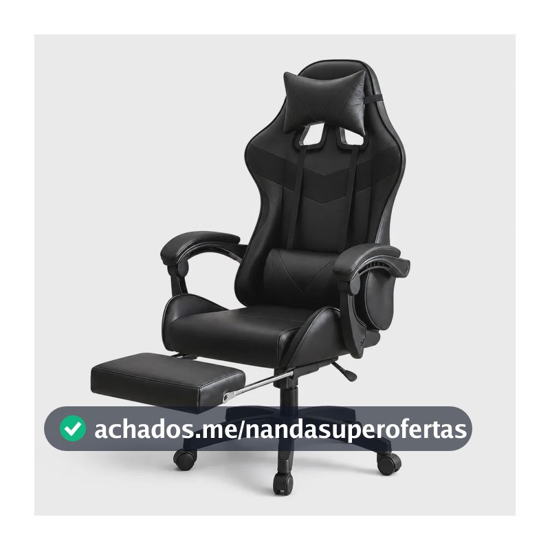 Cadeira Gamer Livo Lar Ergonômica Reclinável Com Apoio Para Pés e Giro 360° Preto