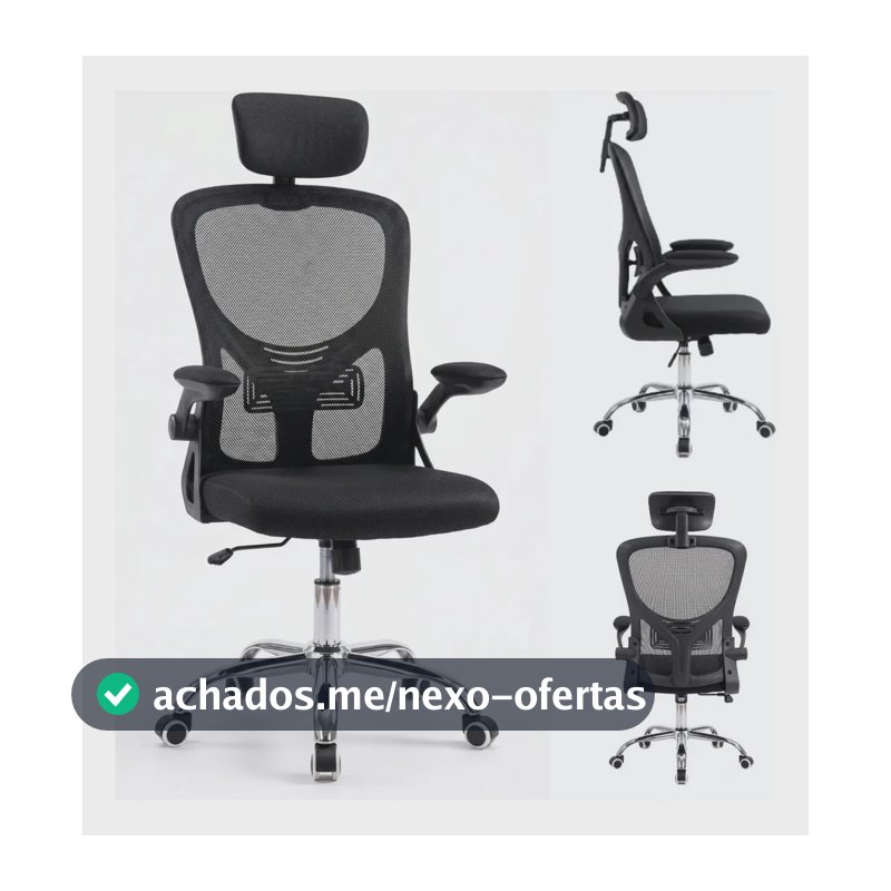 Cadeira Ergonômica Escritório Mesh Giratória Reclinável Eagl Preto Mesh