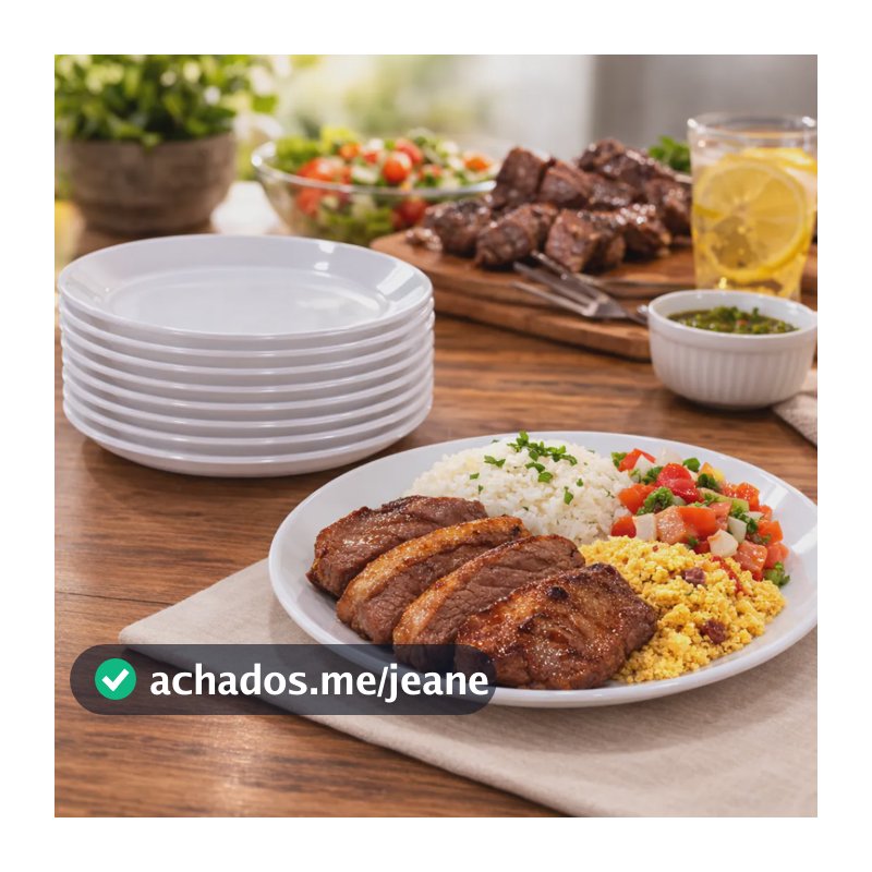 50 Pratos Acrílico Refeição Resistente 22cm Branco Branco