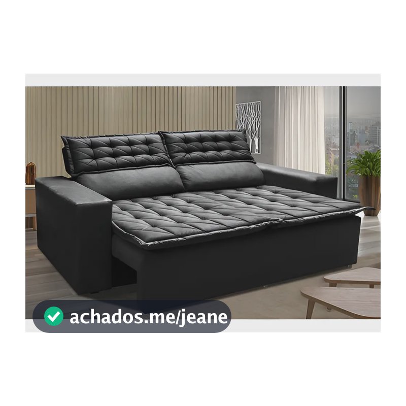 Sofá Retrátil e Reclinável Cama inBox Slim 1,50m Tecido Suede Velusoft Preto
