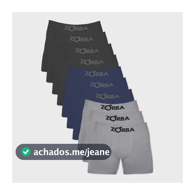 Kit 10 Cuecas Box Boxer Zorba Seamless Algodão Sem Costura