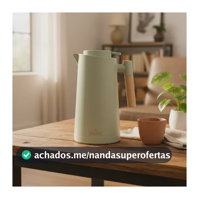 Garrafa Térmica 1l Cabo Madeira Café Chá Mesa Posta Premium Verde-claro