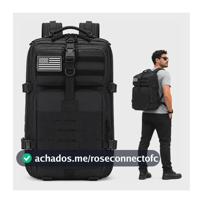 Mochila Tática Grande Resistente 50l Para Viagem Aventura Preto