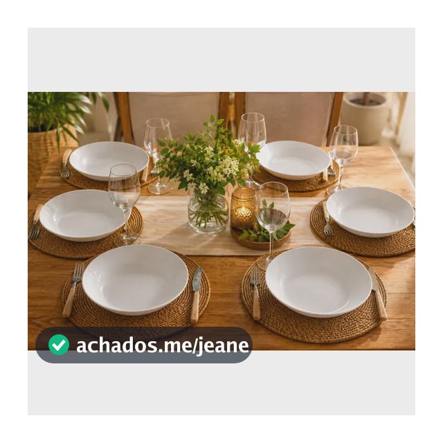 Prato Fundo Tramontina Porcelana Nobre 6 Peças - Exclusivo Branco Liso