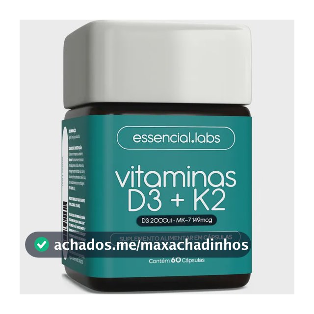 VITAMINA D3 + K2 Menaquinona-7 - Fórmula com Máxima Concentração e Biodisponibilidade - 60 Cápsulas