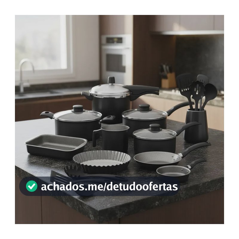 Tramontina 13 Peças Turim Preto Cozinha Conjunto Panelas Preto