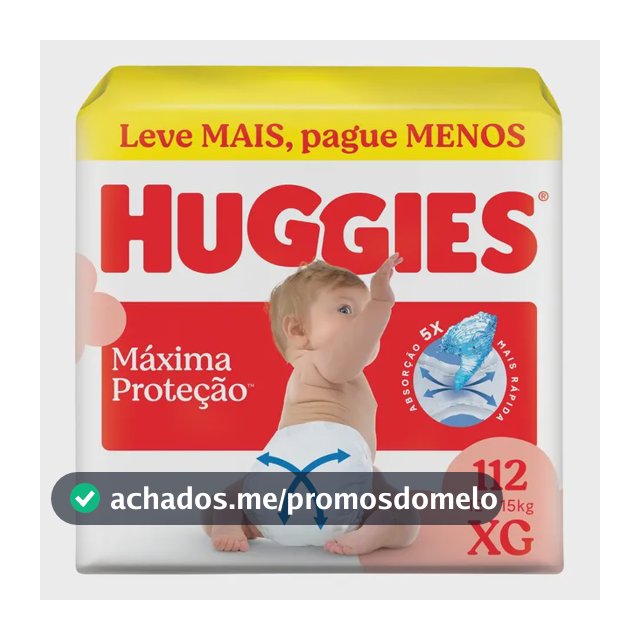 Huggies Fralda Descartável Máxima Proteção XG - 112 Un