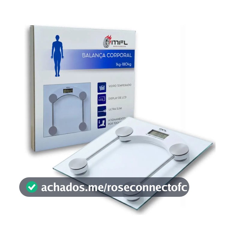 Balaça Digital Vidro Ate 180kg Banheiro Academia Com Medidor De Temperatura Pilhas Marca MFL
