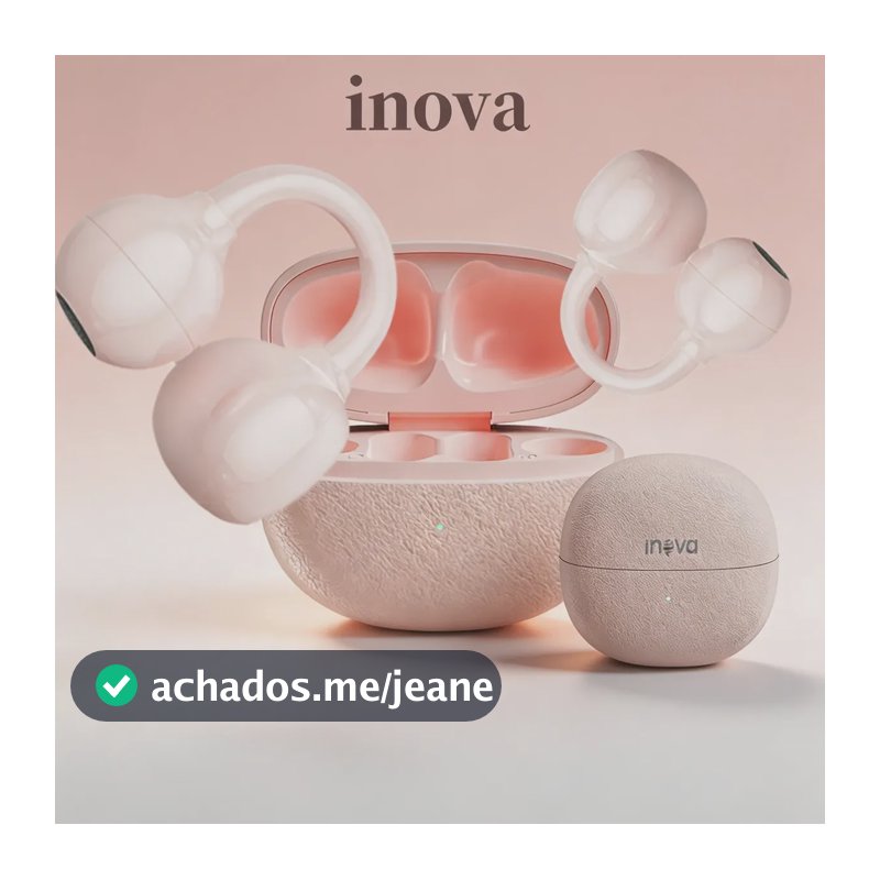 Fone de Ouvido Open-Ear Inova Com Bluetooth e Controle de Chamadas Rosa