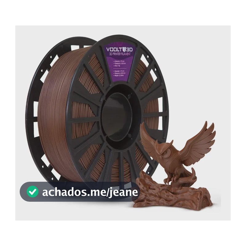 Filamento Pla Marrom Velvet Premium 1kg - Impressão 3d Marrom Fosco