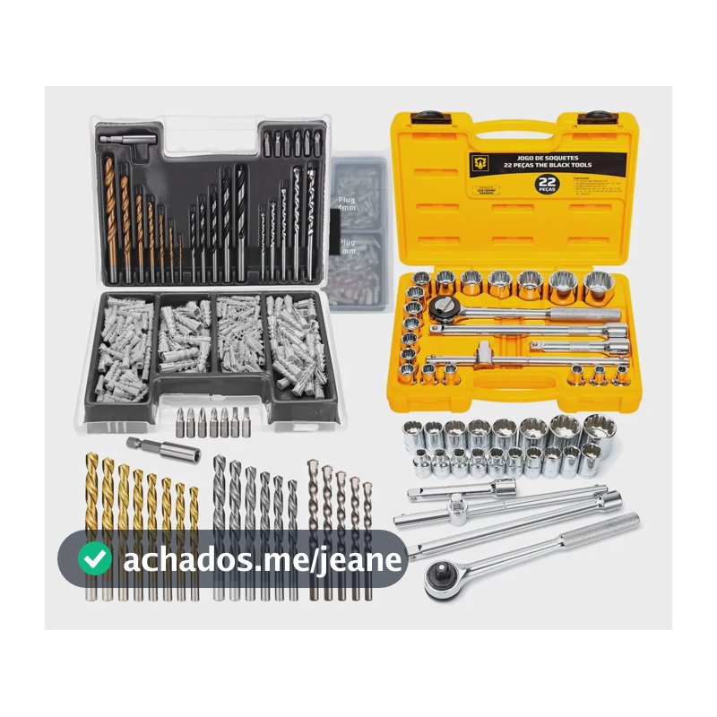 Jogo Chaves Combinadas Ferramentas Broca Bits Buchas 322 Pçs Amarelo